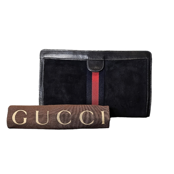 Gucci Handbags - GUCCI SUEDE CLUTCH